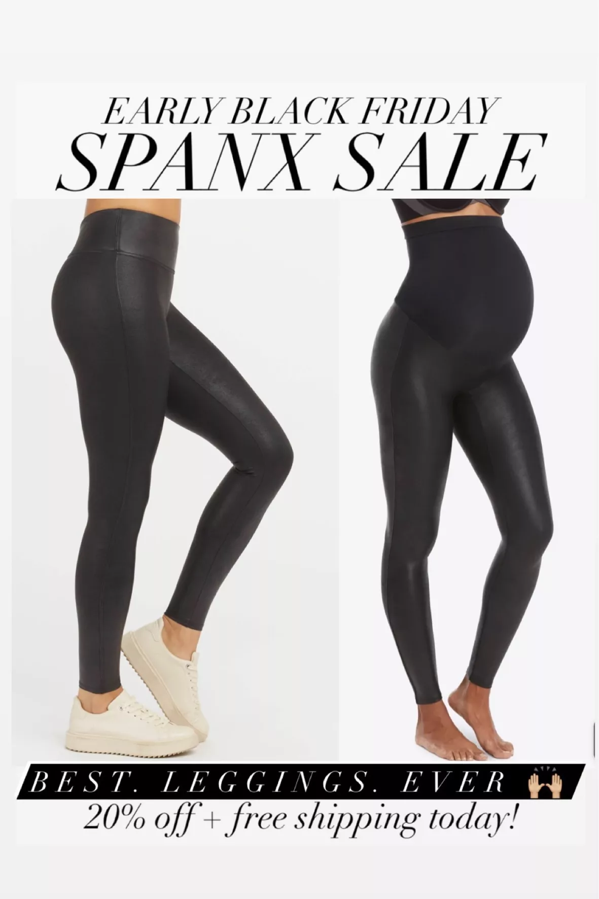 SPANX Women's Faux Leather Leggings, Black, M Petite : : Fashion