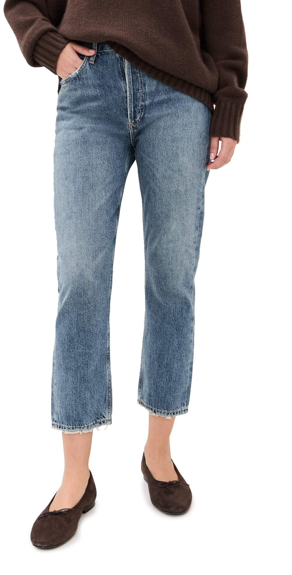 AGOLDE Riley High Rise Straight Crop Jeans Frequency 24 | Shopbop