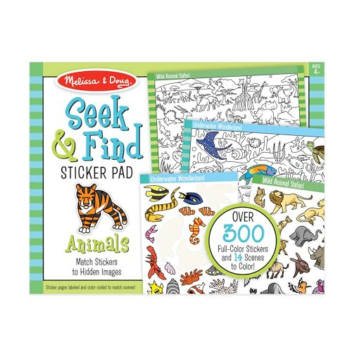 Melissa & Doug Seek and Find Sticker Pad, Animals (400+ Stickers, 14 Scenes to Color) Search and Find Sticker Pads, Arts and Crafts Activity for Kids Ages 4+ - FSC-Certified | Amazon (US)