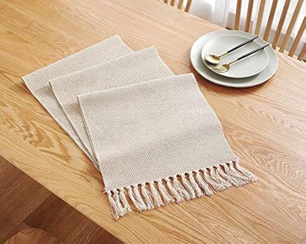 Amazon.com: 13 x 90 inch Fall Farmhouse Cotton Linen Table Runner with Handcraft Tassel, Rustic J... | Amazon (US)
