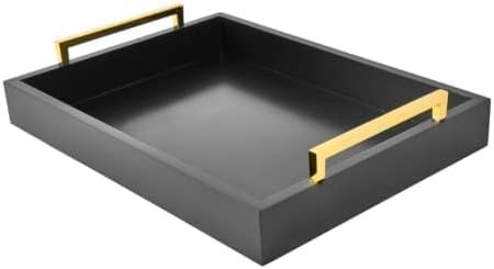 16"x12" Serving Trays with Handles, Black Decorative Serving Tray, Ottoman Trays for, Living Room... | Amazon (US)