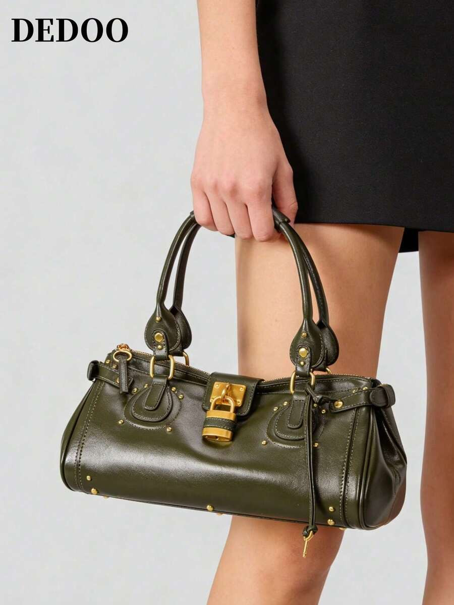 Dedoo Classic Vintage Style, Niche Retro Fashion, Versatile, Unique And Stylish Old Padlock Bag, ... | SHEIN