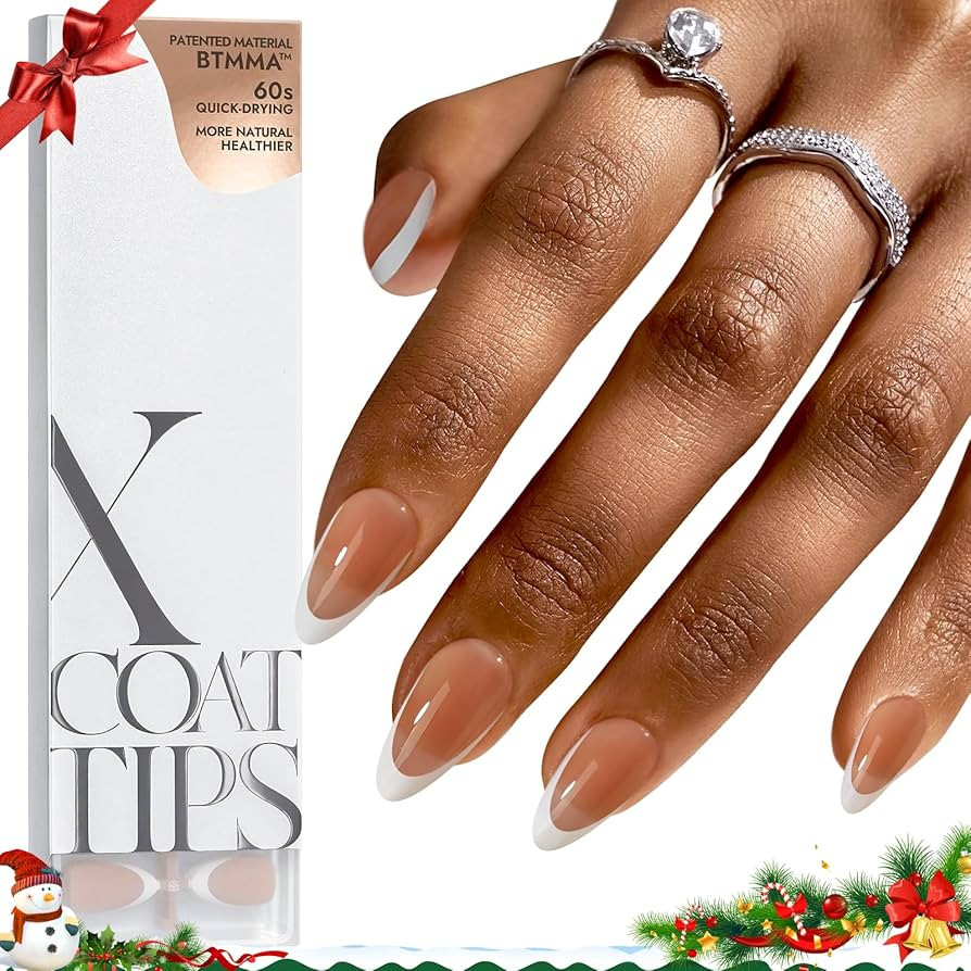 BTArtboxnails XCOATTIPS Press on Nails Almond - 160 Pcs Medium Deep French Tip Press On Nails, Br... | Amazon (US)