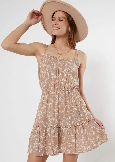Taupe Ditsy Tiered Babydoll Dress | rue21