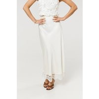 Liquorish Women's Cream Lace Trim Satin Maxi Skirt | Debenhams UK