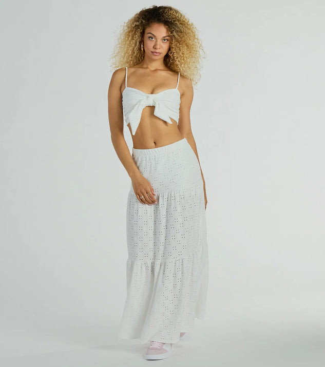 Spring Breeze Ruffled Eyelet Maxi Skirt | Windsor Stores