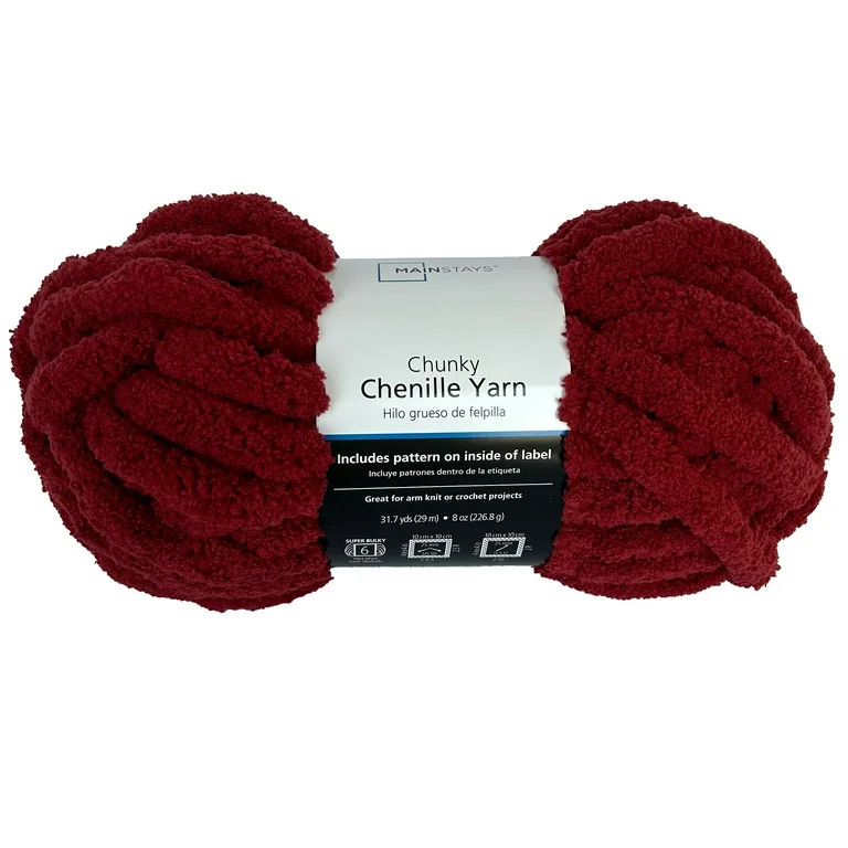 Mainstays Chunky Chenille Yarn, 31.7 yd, Rust, 100% Polyester, Super Bulky | Walmart (US)