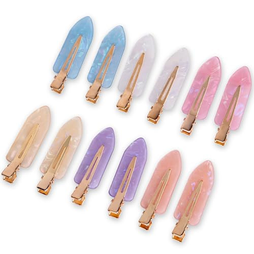Cptots No Crease Creaseless No Bend Hair Clips For Styling Non Slip Flat Clips For Makeup Hair Accessories For Women,Pink Purple,12 PCS | Amazon (US)