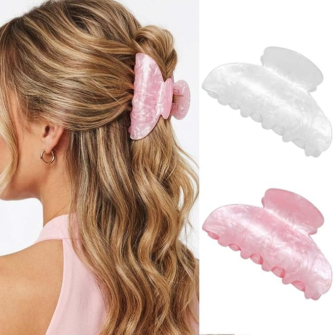 Fashey Acrylic Claw Clip Pink Hair Clips Cute Medium Hair Claws Hair Accessories for Women (Pink+... | Amazon (US)
