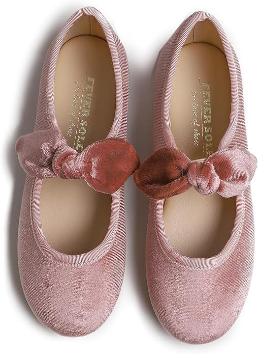 FEVERSOLE Girls Cute Dress Mary Jane Shoes Little Kids Casual Buckle Strap Flats | Amazon (US)