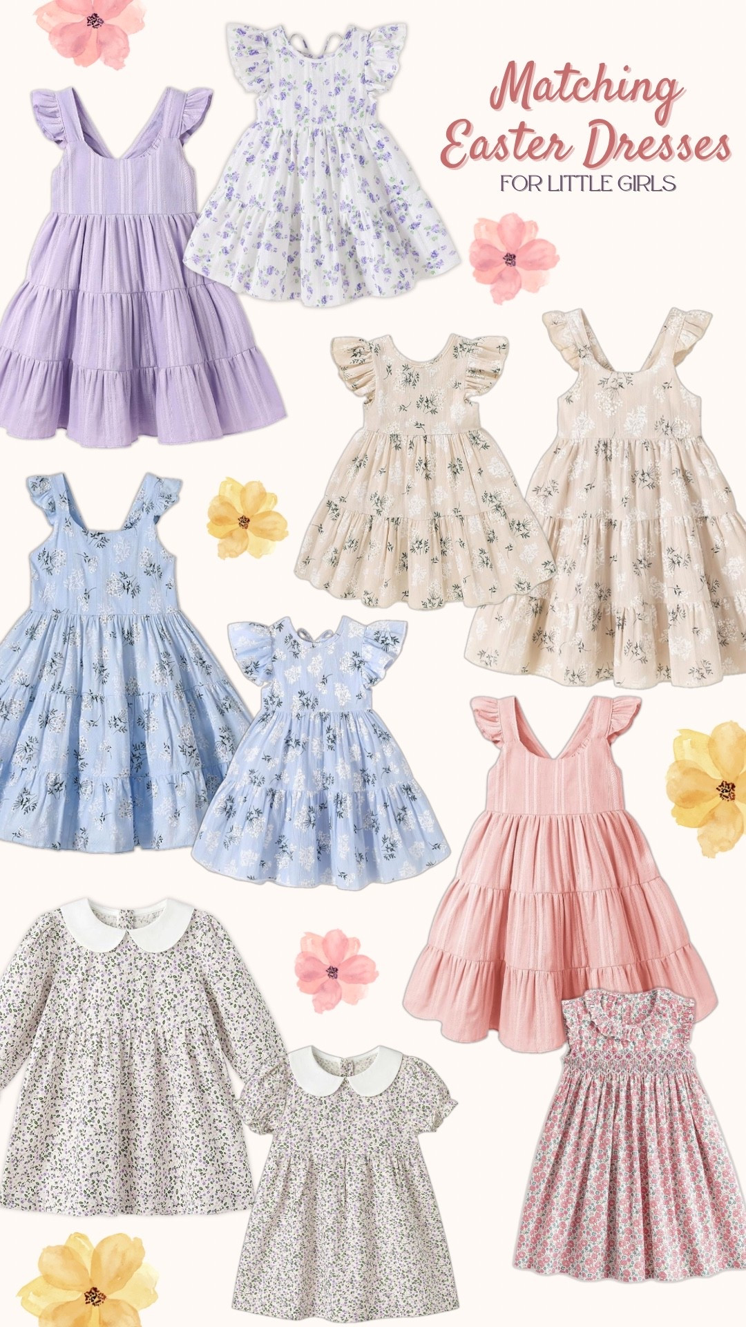 Matching Easter dresses for little girls. Coordinating Easter outfits for sisters. Spring dresses for toddler and little girl siblings. Easy for matching mommy and me for baby and family. 

#ltkspring #easteroutfit #mommyandme

#LTKKids #LTKSeasonal #LTKBaby