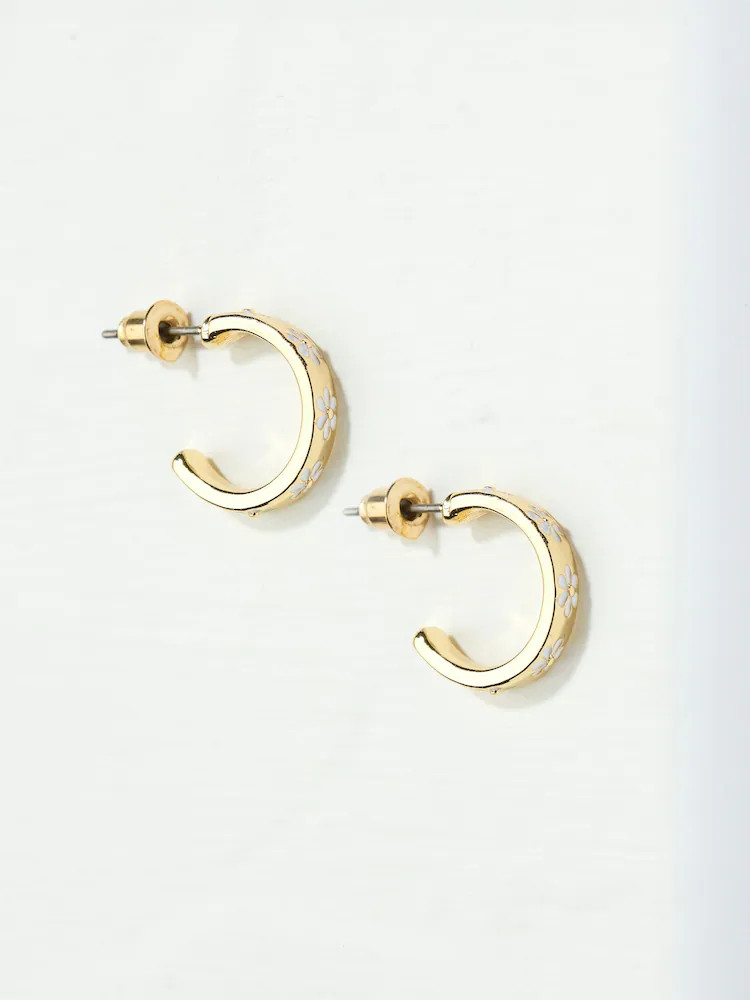 FatFace White Enamel Daisy Stud Earrings | Next US