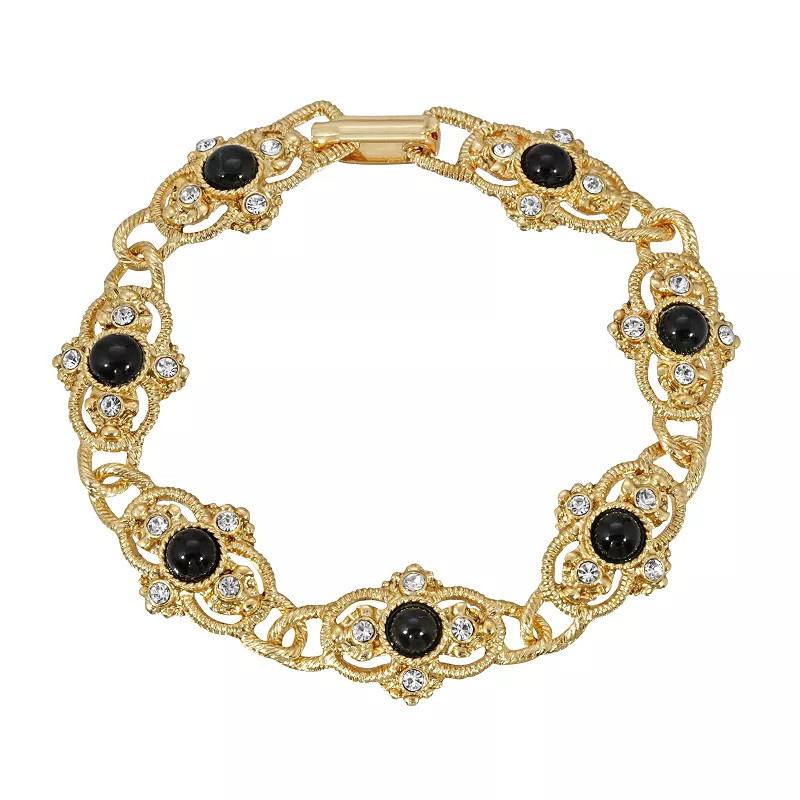 1928 Gold Tone Black Link Bracelet, Women's | Kohl's