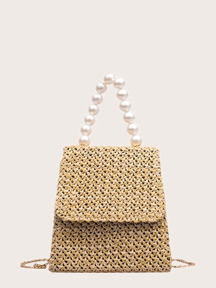Faux Pearl Decor Flap Satchel Bag | SHEIN