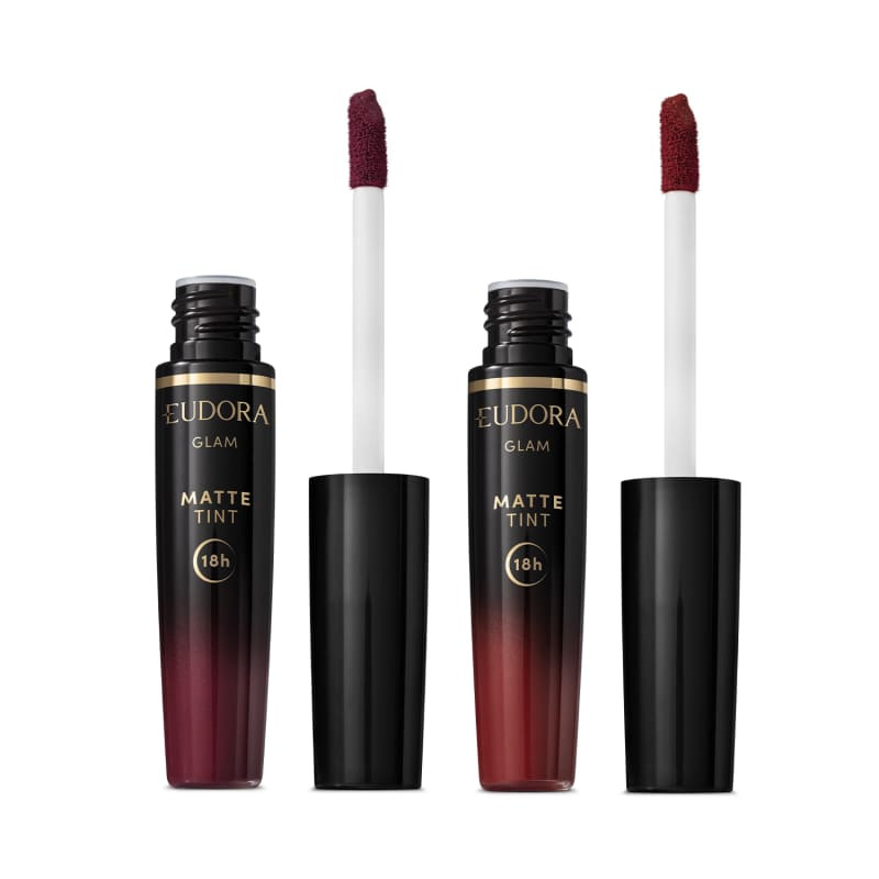 Combo Batom Líquido Glam Matte Tint: Vinho Sublime 4g + Bordô Intenso 4g | Eudora (BR)