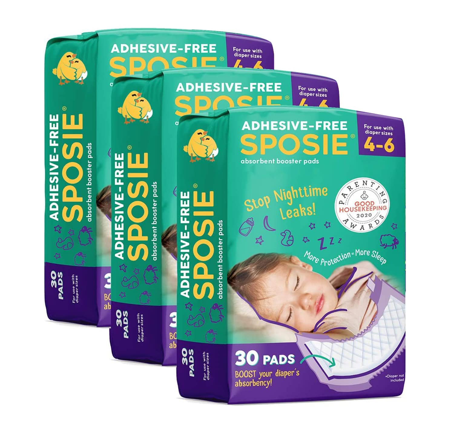 Sposie Booster Pads, Stop Overnight Diaper Leaks, Adhesive-Free for Easy repositioning, Helps Red... | Amazon (US)