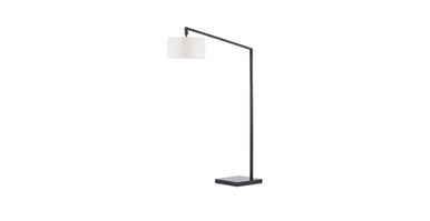 Stretch Chairside Arc Floor Lamp - 75', Matte Black, Step Switch, Rectangular marble base | Manhattan Home Design