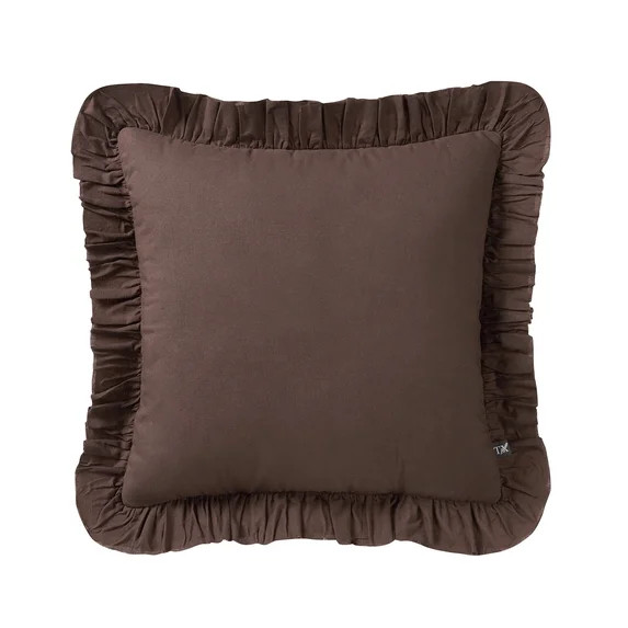 My Texas House 18" x 18" Brown Ruffle Cotton Decorative Pillow | Walmart (US)