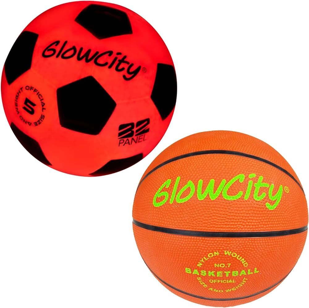 GlowCity LED Soccer Ball and Basketball - Light Up, Indoor or Outdoor Sports Balls with 2 LED Lig... | Amazon (US)
