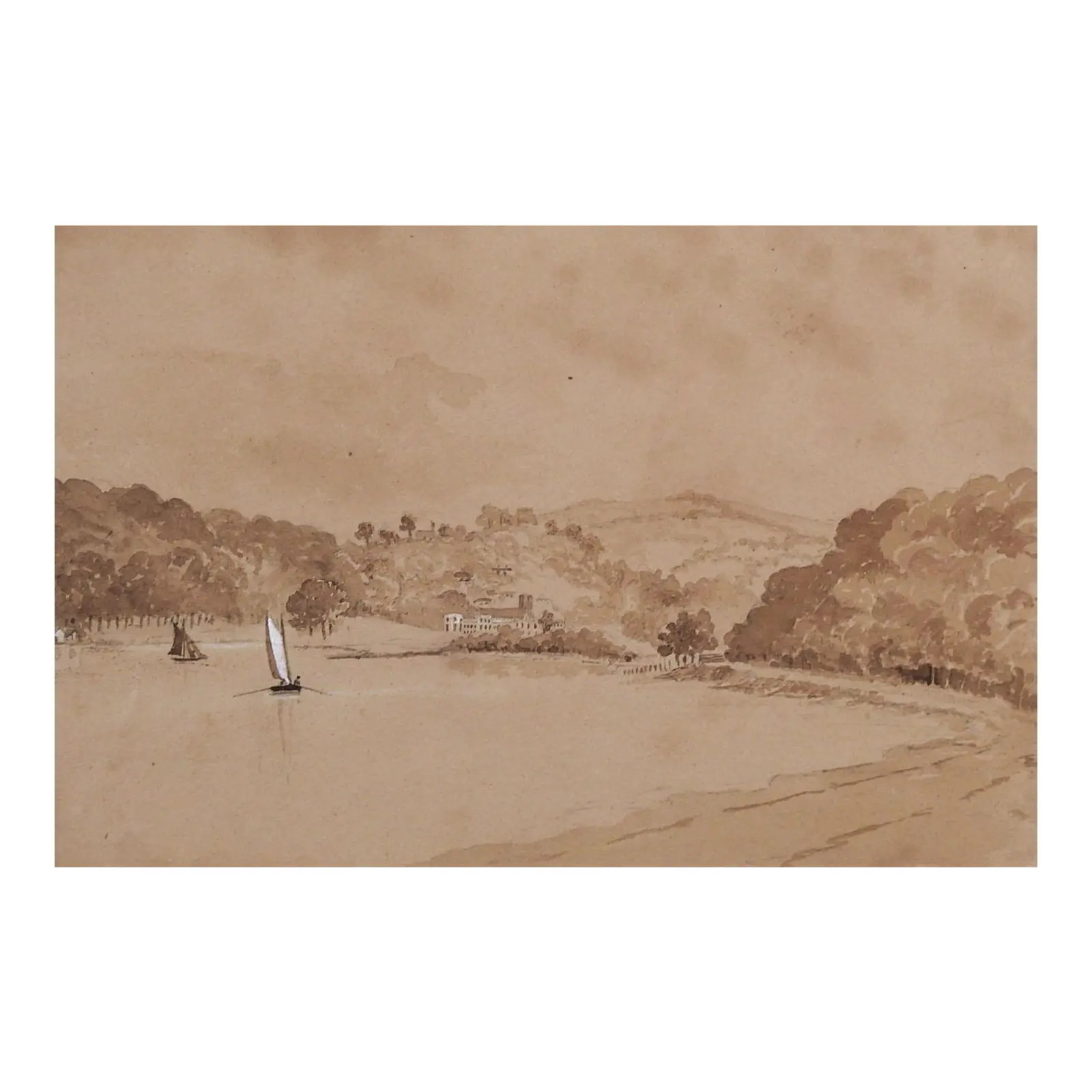 1900s Plein Air Harbor Scene Watercolor | Chairish