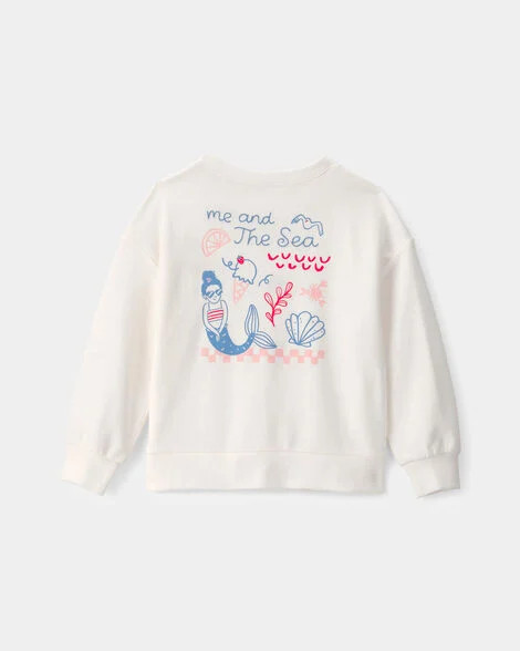 Toddler Girl Mermaid French Terry Pullover Sweatshirt - Ivory | Carter's | Carter's Inc