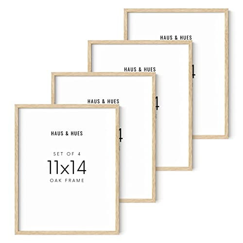 HAUS AND HUES Beige Oak Wood 11x14 Picture Frame, Set of 4, Natural Finish | Amazon (US)