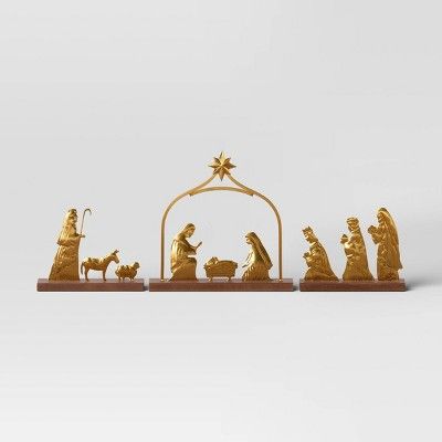 3pc Metal Christmas Nativity Scene Figurine Set - Wondershop™ Gold | Target