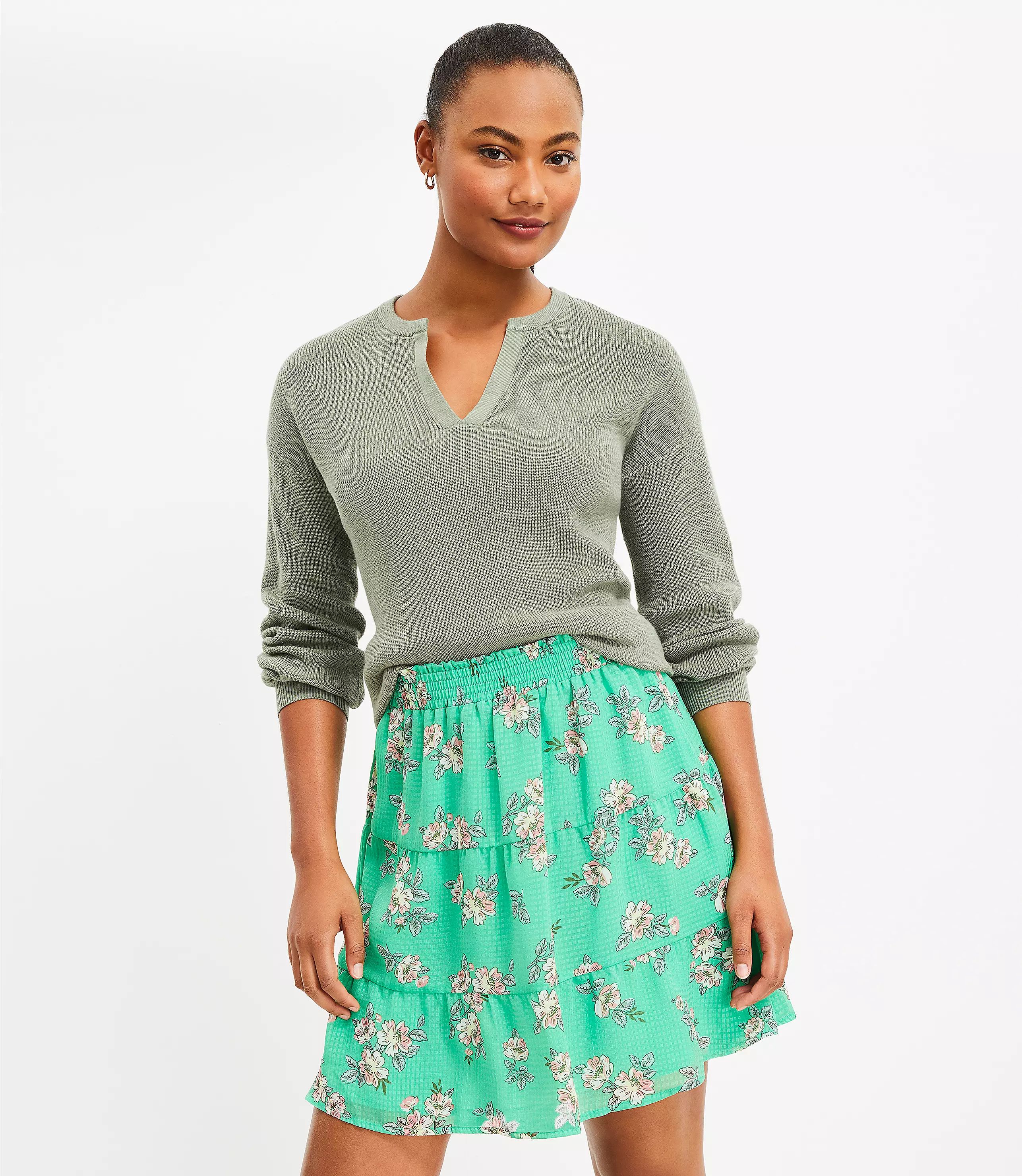 Bloom Ruffle Tiered Skirt | LOFT