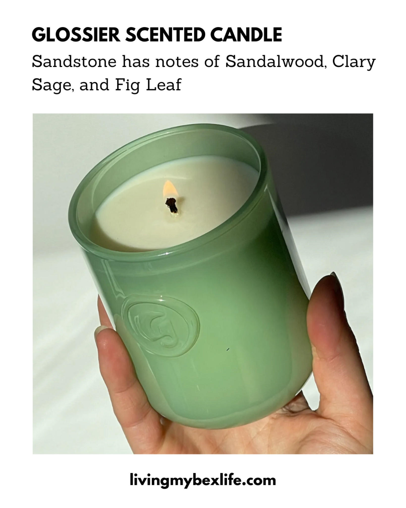 Glossier sandstone scented candle has notes of sandalwood, clary sage and fig leaf 

Home decor, luxury candle, perfume 

#LTKbeauty #LTKfindsunder50 #LTKhome
