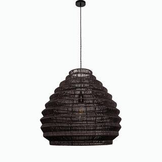 Beile 1-Light 48-Watt LED Modern Black Pendant Light Uinque Statement Handmade Boho Shade in Matte Black Finish | The Home Depot