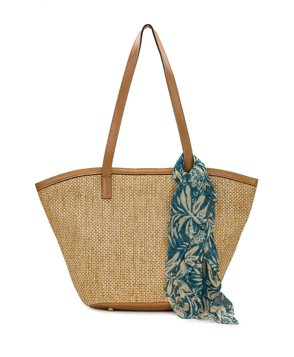Marconia Tote with Greek Floral Scarf - Burnished Woven | Patricia Nash Designs