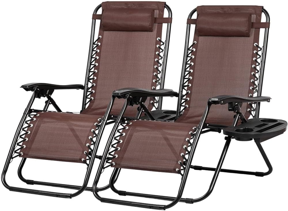 Nazhura Set of 2 Relaxing Recliners Patio Chairs Adjustable Steel Mesh Zero Gravity Lounge Chair ... | Amazon (US)