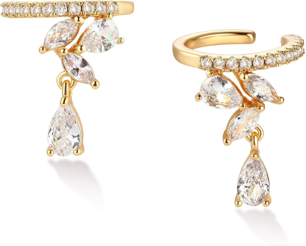 MEVECCO Gold Ear Cuff Earring 18K Gold Plated Non Pierced Ear Cartilage Clip on Wrap Hoop Tiny Ch... | Amazon (US)