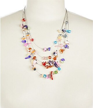 Dillard's Shells And Beads Illusion Short Multi Strand Necklace - Multi | Dillard's