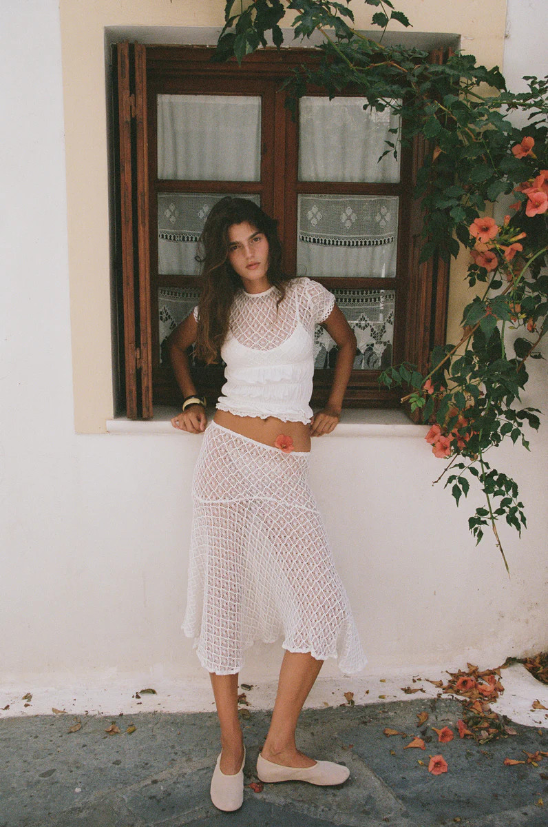 Faye Midi Skirt | White | With Jean (ANZ)