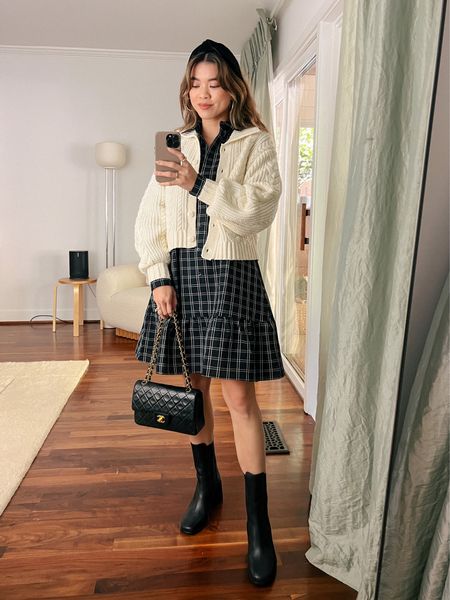 Able black gingham dress with & Other Stories cream cardigan and black booties 

Sweater + Dress: XXS/XS
Shoes: 6

#blackdress
#ginghamdress
#fallfashion
#fallstyle
#falloutfits
#able  
#booties 
#datenight
#sweater 
#blackbooties
#workwear
#businesscasual 
#creamsweater 

#LTKworkwear #LTKSeasonal #LTKstyletip