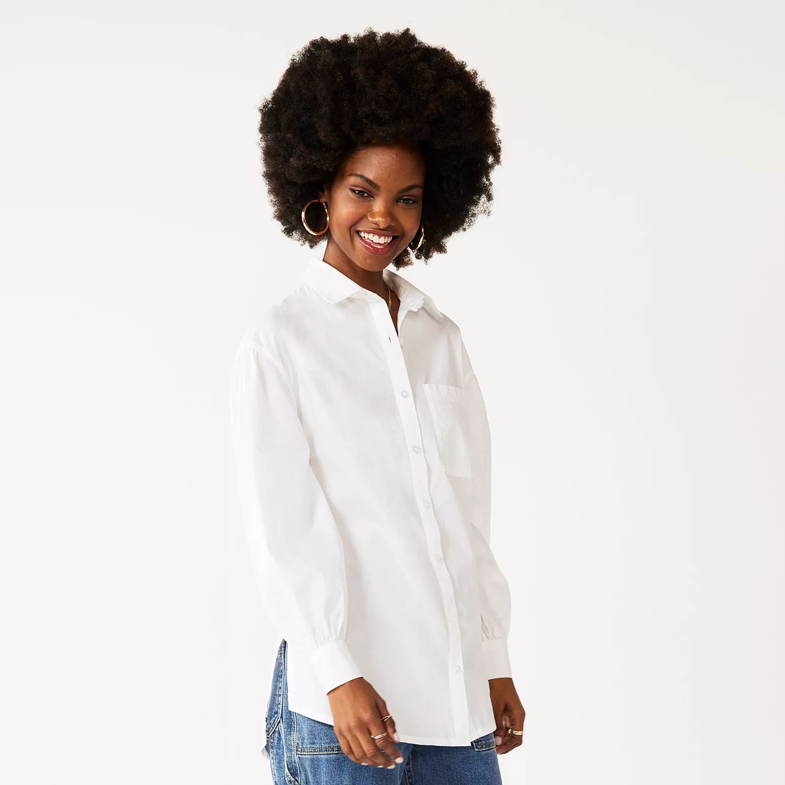 Juniors' SO Oversized Button Down Shirt, Girl's, Size: Large, White | Kohl's