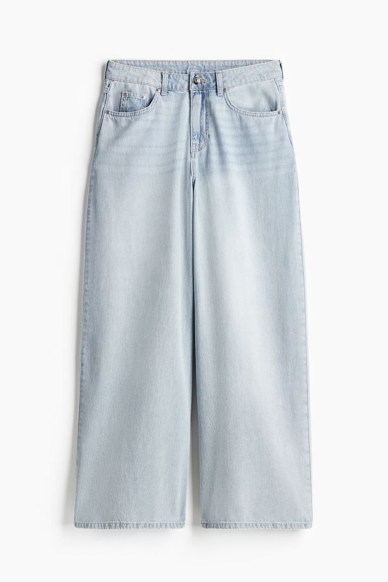 Baggy Wide Low Jeans - Low waist - Extra-long legs - Light gray - Ladies | H&M US | H&M (US + CA)