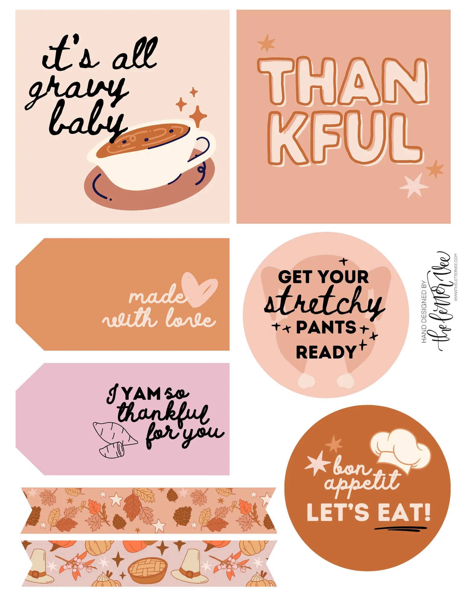 Thanksgiving tags and flags | Printable tags | The Letter Vee