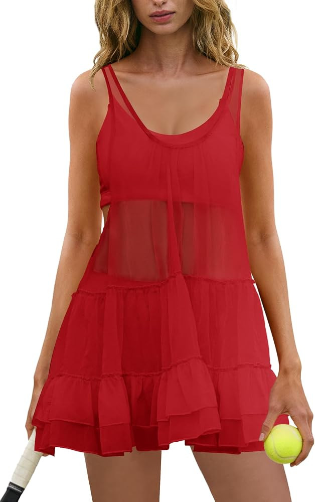 Panadila Womens 3 Piece Sets Mesh Workout Dress Athletic Sets | Amazon (US)