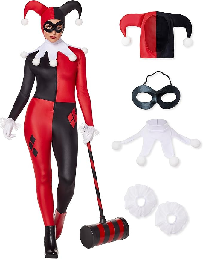 Spirit Halloween DC Villains Adult Harley Quinn Catsuit Costume | Officially Licensed | Batman Co... | Amazon (US)