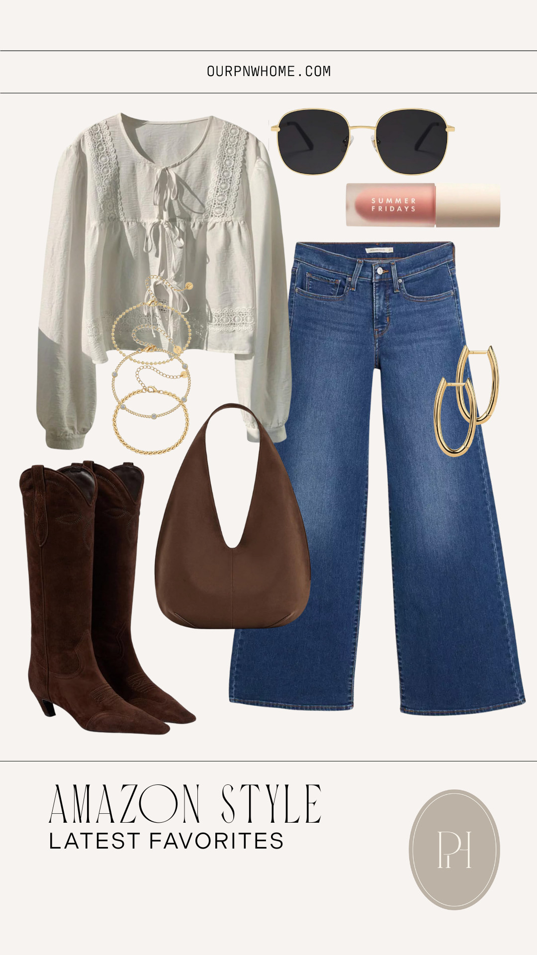 Fall fashion finds I am loving from Amazon!

Flared jeans, dark wash denim, wide leg jeans, white blouse, bow front top, white top, sunglasses, lip oil, lip gloss, gold hoop earring, oval earrings, brown boots, heeled western boots, knee high boots, fall boots, fall shoes, fall footwear, brown handbag, fall purse, gold bracelets, fall fashion, fall style, fall outfit, fall looks 

 #LTKStyleTip #LTKShoeCrush #LTKItBag