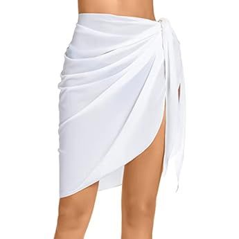 Ekouaer Women's Short Sarongs Beach Wrap Sheer Bikini Wraps Chiffon Cover Ups for Swimwear S-3XL | Amazon (US)
