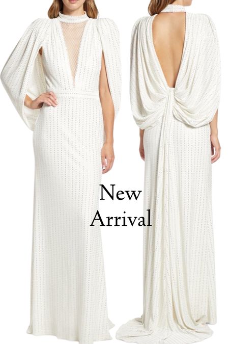 This beautiful ivory cape sleeve studded gown by Tadashi Shoji is a new arrival at Nordstrom. 

#whitedress #whiteeveninggown #weddingdress #bridalgown #bridedress

#LTKwedding #LTKstyletip #LTKSeasonal