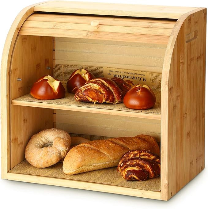 G.a HOMEFAVOR Bread Box, 2 Layer Bamboo Bread Boxes for Kitchen Food Storage, Large Capacity Brea... | Amazon (US)