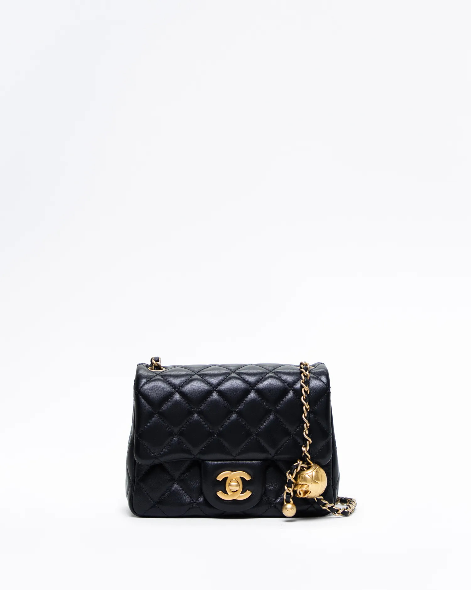 Lambskin Pearl Crush Mini Flap Bag | Vivrelle