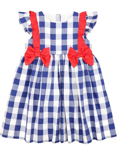 Navy Check Bow Dress - Shipping Late June | Cecil and Lou