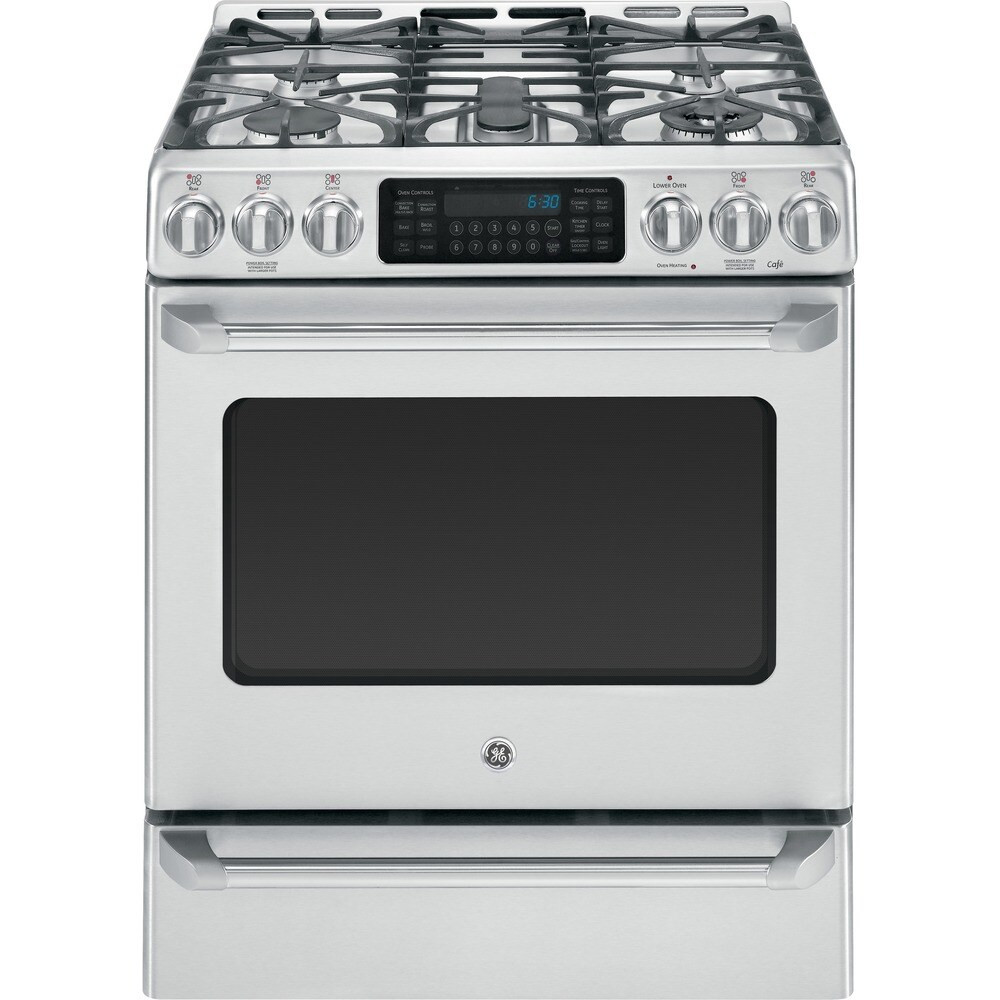 GE Cafe Series 30-inch Free-Standing Dual-Fuel Range with Baking Drawer - Silver (Stainless Steel) | Bed Bath & Beyond
