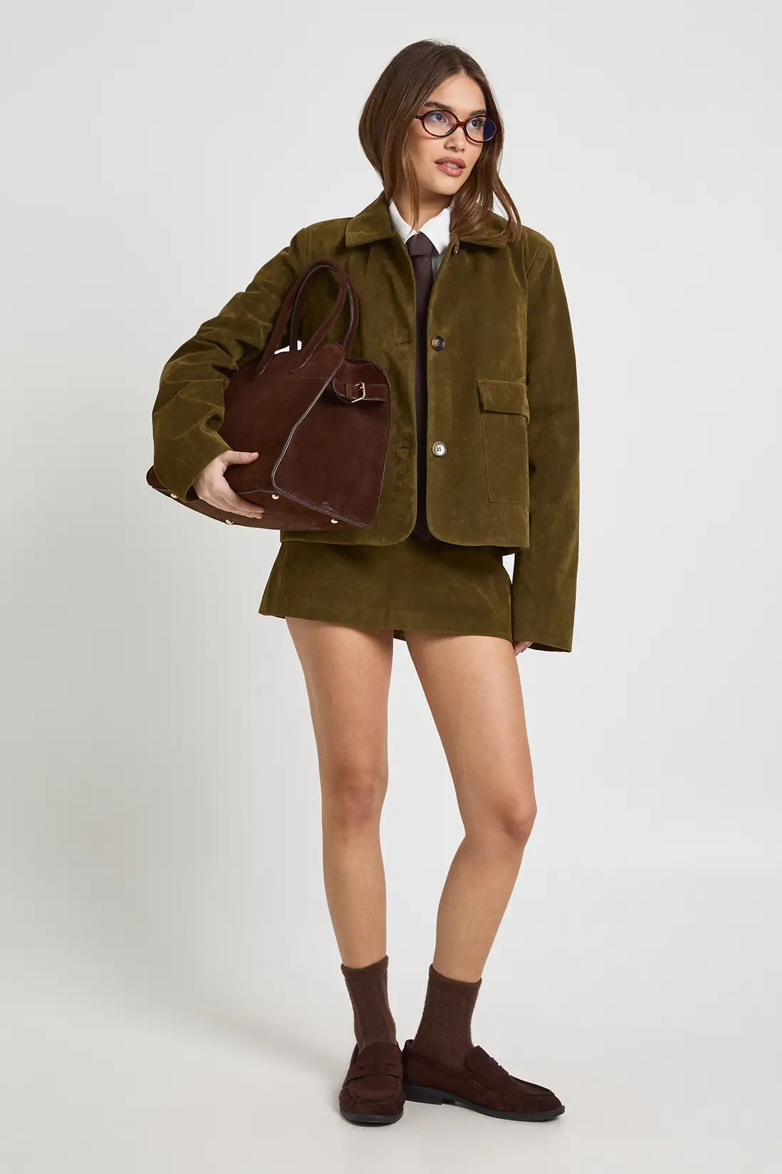 boohoo Faux Suede Pocket Detail Blazer | PrettyLittleThing US