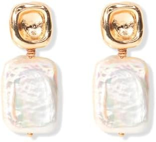 Baroque Pearl Earrings 18K Gold Plated Drop Dangle Earrings for Women Freshwater Pearl Earrings D... | Amazon (US)